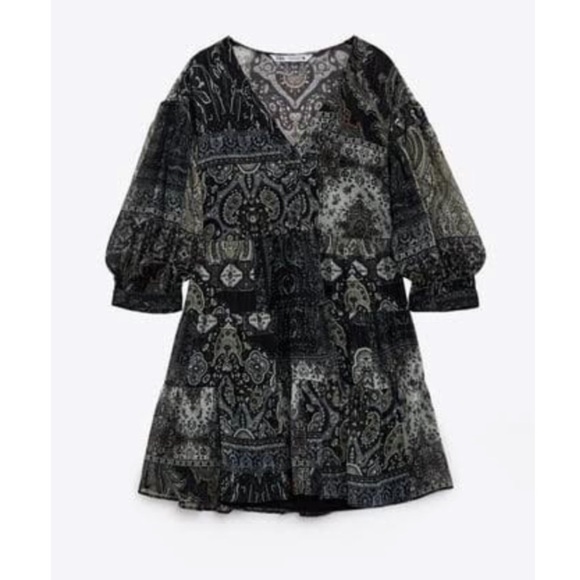 NWT Zara Paisley Bohemian Mini Dress‎ Size Small - Picture 4 of 14